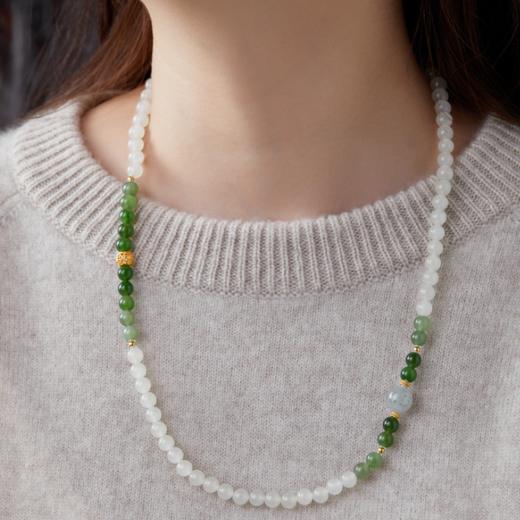 菜菜家雪融春醒和田玉珠串|白玉+碧玉+青花玉，温润显气质 商品图3
