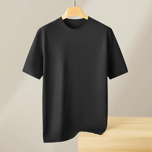 【绵羊毛】【DDT】大依优型大码男装男士圆领短袖毛衣加肥加大码宽松毛线衫内搭针织衫 商品图5