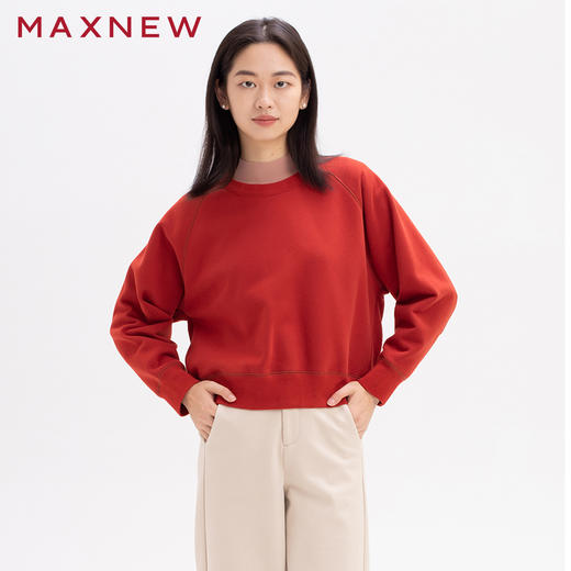 【门店同款】马恩MAXNEW女装秋冬圆领卫衣宽松百搭时尚纯色大码无 商品图3