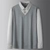 【DKP】大依优型大码V领假两件翻领长袖Polo衫商务男装秋季新款加肥加大体恤大号上衣胖子 商品缩略图9