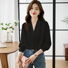 【预售3天】PY-高级感简约衬衫女春季气质V领轻熟风通勤醋酸缎面雪纺衫上衣&5732 商品缩略图4