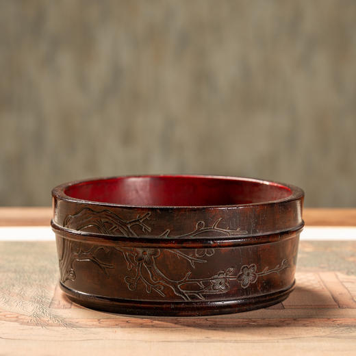 清	汪士慎款黄花梨阴刻梅花诗文水洗 商品图1