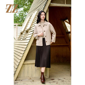 佐尔美冬季上新时尚气质羊毛双面呢中褛外套女M44SM07