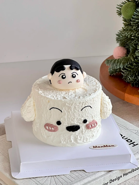 蜡笔小新与小白卡通蛋糕-低糖处理无添加