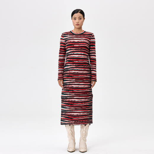 西藏羊绒超长款条纹连衣裙  SJF96W342N 商品图1