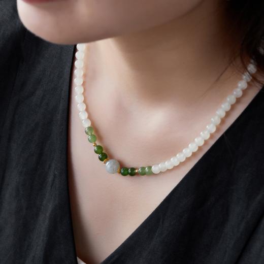 菜菜家雪融春醒和田玉珠串|白玉+碧玉+青花玉，温润显气质 商品图0
