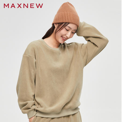 【门店同款】马恩MAXNEW女装摇粒绒圆领卫衣秋冬季大码宽松休闲时 商品图3
