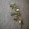 【珝设计】蔓 珍珠翡翠胸针 商品缩略图7