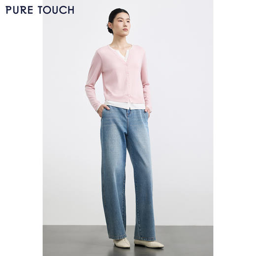 pure touch绵羊毛针织拼接开衫1359253380 商品图1