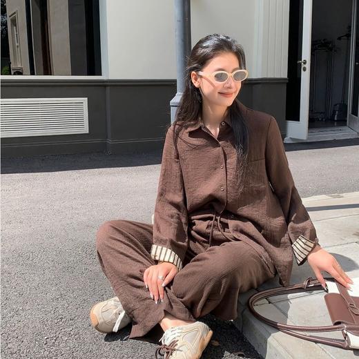 N°28 2025早秋新款设计师针织百搭秋季长袖衬衫长裤套装 885382ZT70 商品图3