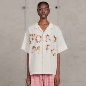 Story mfg GREETINGS SHIRT 男女款手工刺绣拼贴宽松短袖衬衫