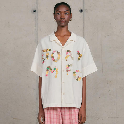 Story mfg GREETINGS SHIRT 男女款手工刺绣拼贴宽松短袖衬衫 商品图0