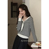 【6折秒杀】鹿向南「条纹序幕」海军领条纹针织衫女秋季新款显瘦减龄长袖上衣L57252 商品缩略图1