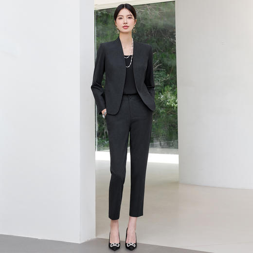 IWY/黑灰色西装套装女高端商务经理接待职业装正式场合工作服25C811+25P810 商品图1