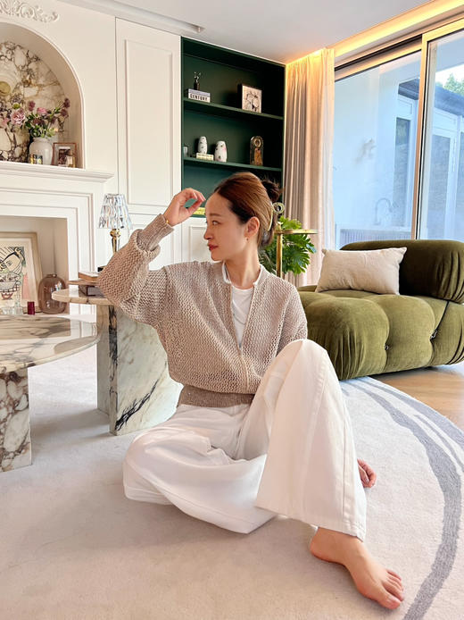 2508415    特种纱 棉羊毛 珠片镂空开衫 商品图6