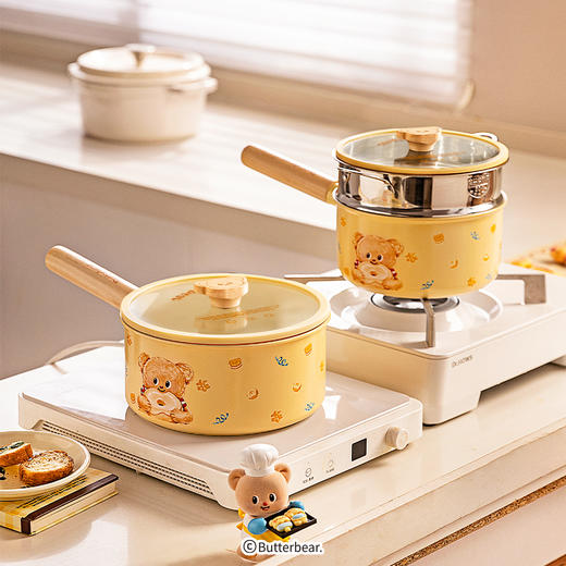 摩登主妇&黄油小熊 钛陶瓷奶锅宝宝辅食锅一人食泡面煮面小锅 商品图0