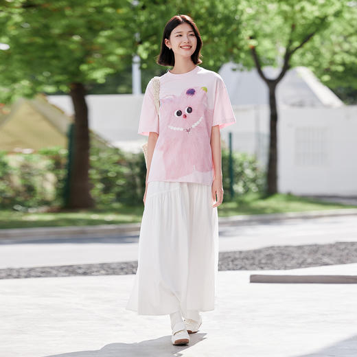 【奶噗噗联名】马恩MAXNEW2025夏新款圆领短袖宽松t恤女印花半袖 商品图4