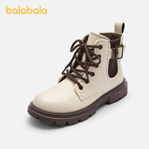 巴拉巴拉童鞋儿童靴子马丁靴女童秋冬防滑短靴复古英伦风鞋子潮流 商品图0