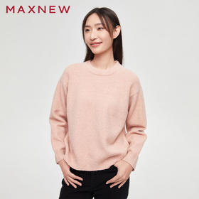【门店同款】马恩MAXNEW女装毛衫圆领纯色针织衫宽松套头慵懒毛衣