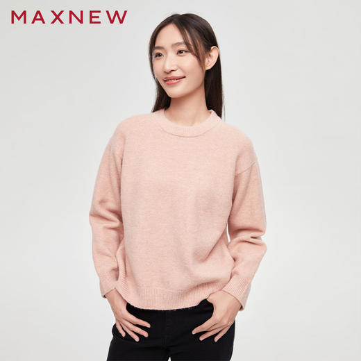 【门店同款】马恩MAXNEW女装毛衫圆领纯色针织衫宽松套头慵懒毛衣 商品图0