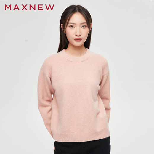 【门店同款】马恩MAXNEW女装毛衫圆领纯色针织衫宽松套头慵懒毛衣 商品图1