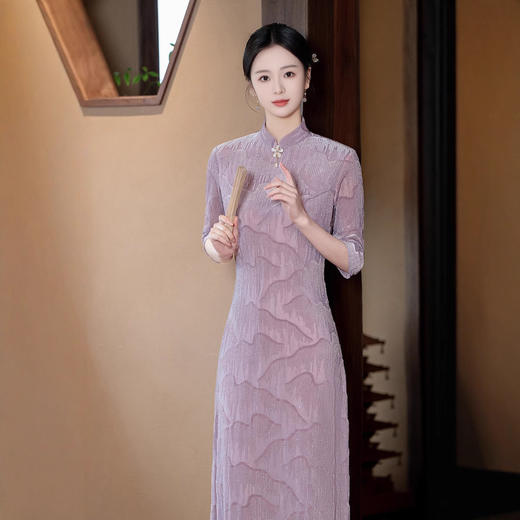 长款时尚显瘦复古高档旗袍连衣裙SYG2555 商品图3