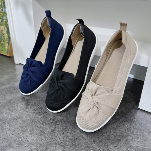 REREJOY 蝴蝶结轻便舒适一脚蹬飞织乐福鞋 商品图0