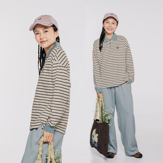 【秋上新】ACMEITEM爱棵米-女士翻领条纹T恤GAG2240372E 商品图1