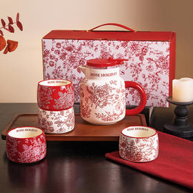 摩登主妇玫瑰假日泡茶壶订婚结婚新婚礼物茶水分离茶具套装茶杯子
