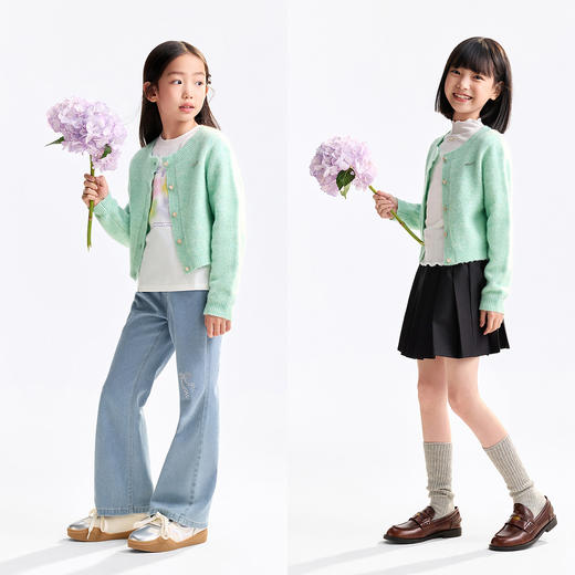 女童针织开衫秋季新款安奈儿童装EG534514 商品图3