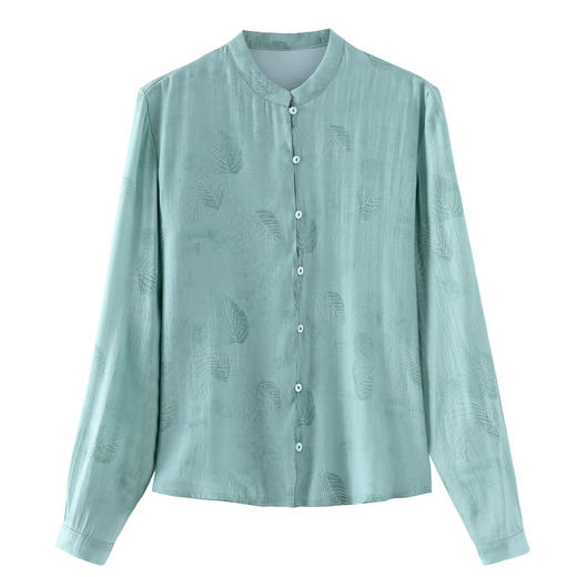 KQL 369H9972天丝长袖衬衫复古立领修身显瘦时尚上衣 商品图4