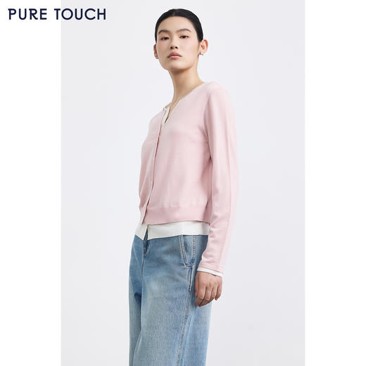 pure touch绵羊毛针织拼接开衫1359253380 商品图3