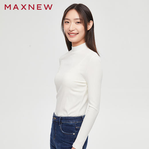 【门店同款】马恩MAXNEW女装素色长袖T恤秋冬高领内搭上衣纯色保 商品图2