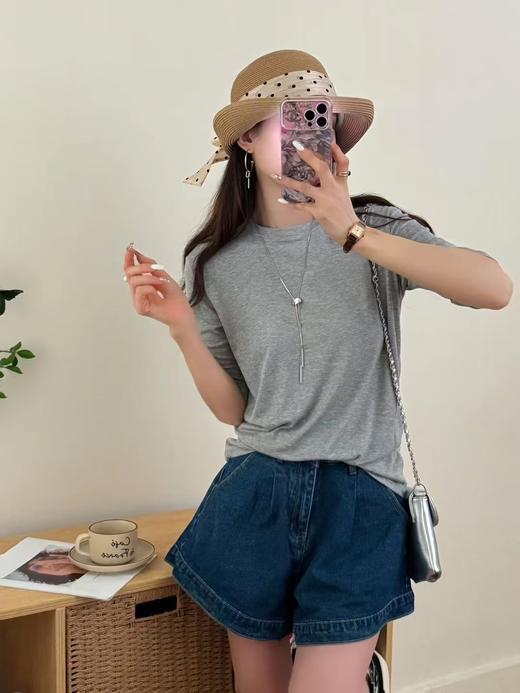 LS竹纤维女士简约圆领中袖打底衫8236 商品图3