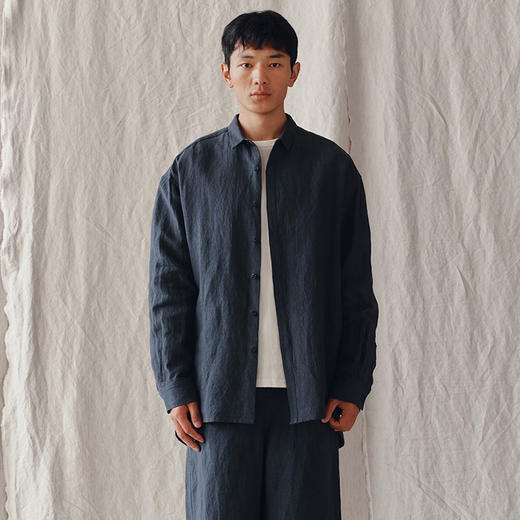 山也 郝 亚麻拼接衬衫外套 商品图0