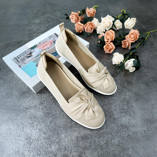 REREJOY 蝴蝶结轻便舒适一脚蹬飞织乐福鞋 商品图7