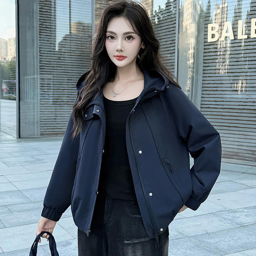 QYM 5927-Y连帽宽松休闲夹克上衣外套 商品图1