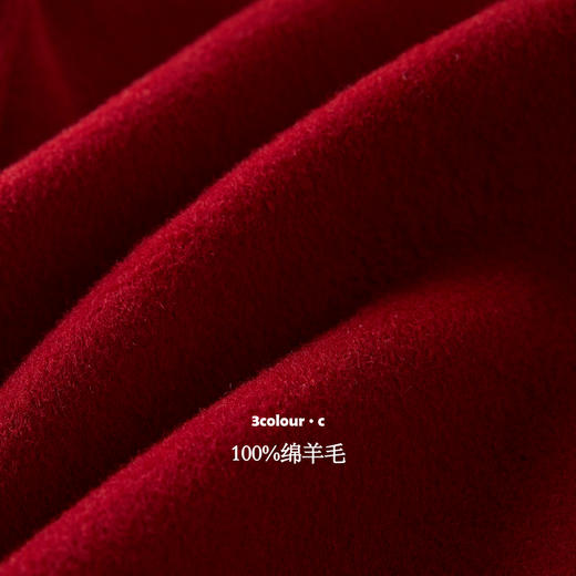 三彩【踏雪寻梅】2025冬季新款双面呢大衣盘扣绵羊毛呢外套C 商品图3