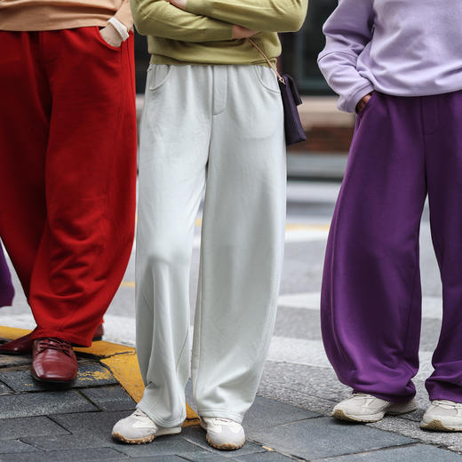 绽放旅行女装476朵/艾草棉混纺分割显瘦全腰松紧弧形卫裤百搭长裤 商品图0