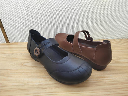 豪行春季新款23129202真皮时尚浅口休闲低跟女鞋单鞋 商品图2