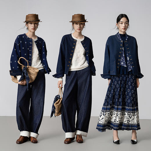 【林栖设计小店】（现货）双面穿印花短外套复古百搭宽松显瘦2025秋季新款牛仔衫女1953044 商品图2