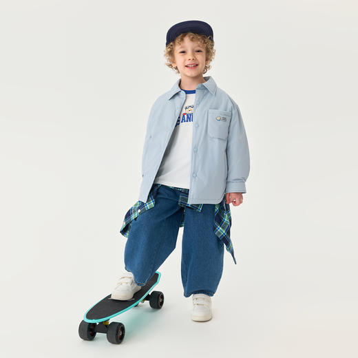 【无氟防泼水】马克珍妮男童超轻保暖衬衫领羽绒服2025年冬装新款551679 商品图2