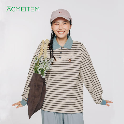 【秋上新】ACMEITEM爱棵米-女士翻领条纹T恤GAG2240372E 商品图0
