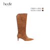 heelz设计师手工鞋履 ｜游牧风手工编织羊翻毛皮高跟骑士靴 6公分 商品缩略图3