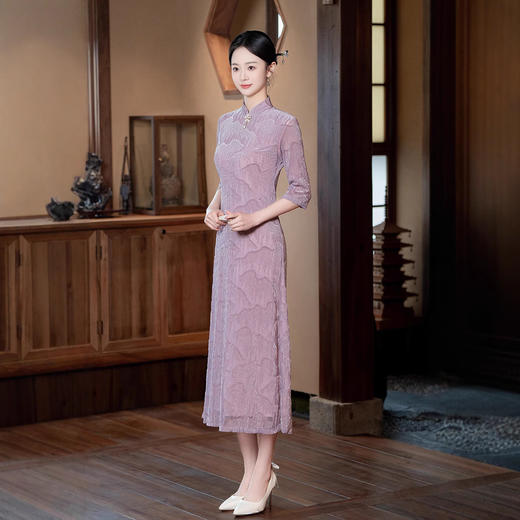 长款时尚显瘦复古高档旗袍连衣裙SYG2555 商品图1