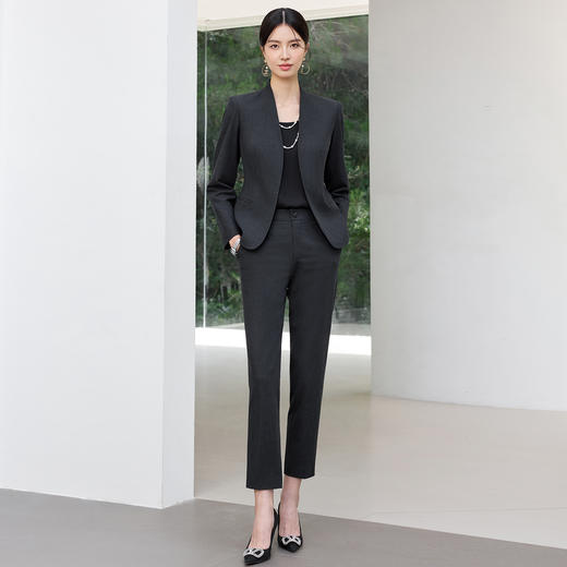 IWY/黑灰色西装套装女高端商务经理接待职业装正式场合工作服25C811+25P810 商品图0
