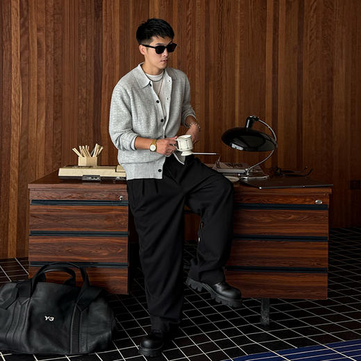 徐太浪508g扭花透气针织衫外套男2025新款春秋休闲花灰色开衫毛衣 商品图1