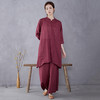 苎麻轻薄两件套酒红色GYD0307 商品缩略图2