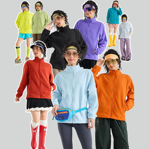 LUCKY DEER/幸运鹿情侣款山系保暖时尚多巴胺抓绒外套 商品图0