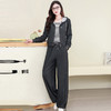 QYM 7701-Y时尚运动三件套条纹小衫+外套+阔腿长裤休闲套装 商品缩略图0